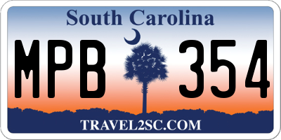 SC license plate MPB354