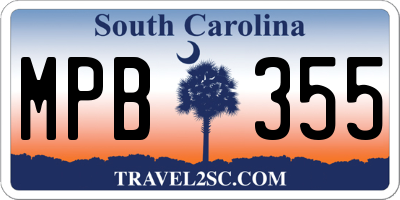 SC license plate MPB355