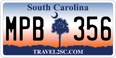 SC license plate MPB356