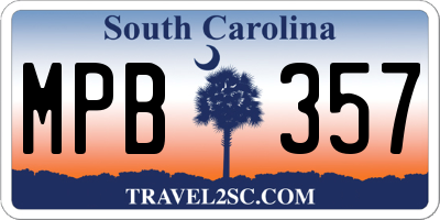 SC license plate MPB357