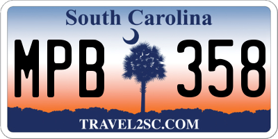 SC license plate MPB358