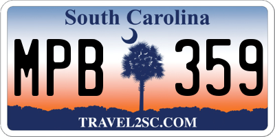 SC license plate MPB359