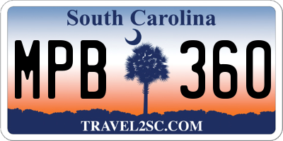 SC license plate MPB360