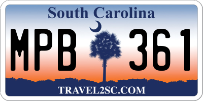 SC license plate MPB361
