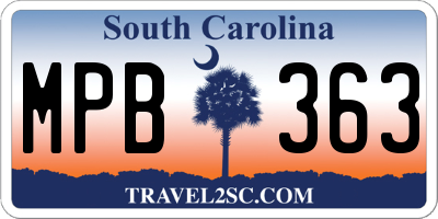 SC license plate MPB363