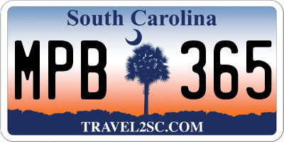 SC license plate MPB365