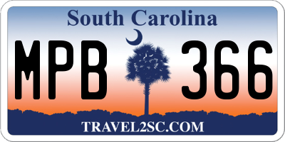SC license plate MPB366