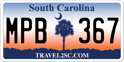 SC license plate MPB367