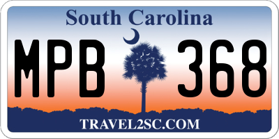 SC license plate MPB368