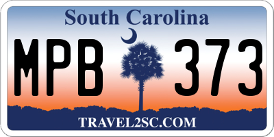 SC license plate MPB373
