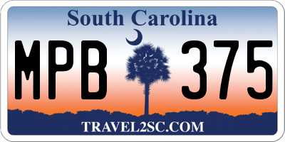 SC license plate MPB375