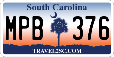 SC license plate MPB376