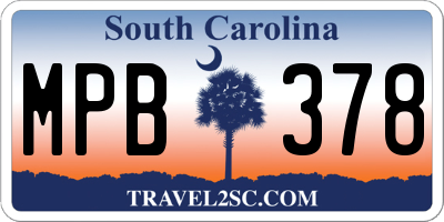 SC license plate MPB378