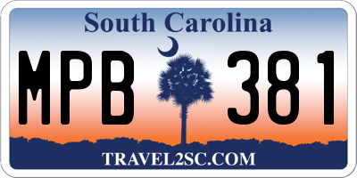 SC license plate MPB381