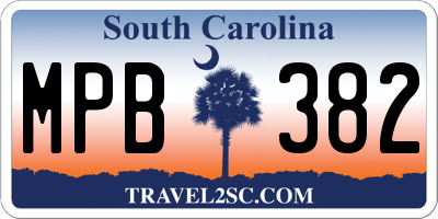 SC license plate MPB382