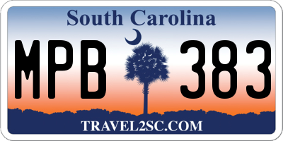 SC license plate MPB383