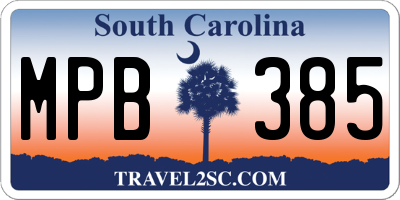 SC license plate MPB385