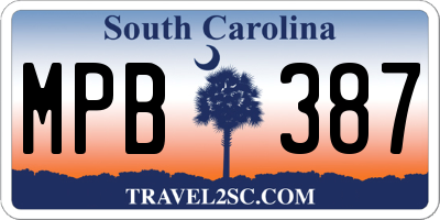 SC license plate MPB387