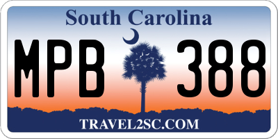 SC license plate MPB388