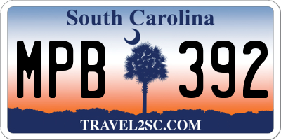 SC license plate MPB392