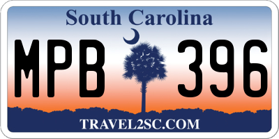 SC license plate MPB396