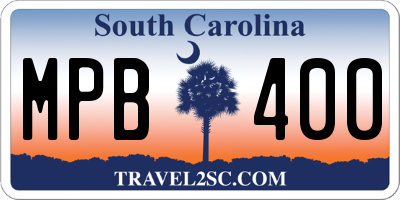 SC license plate MPB400
