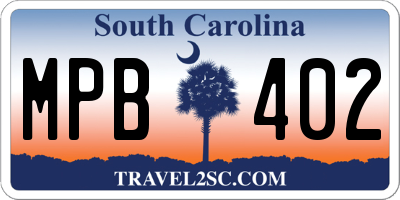 SC license plate MPB402