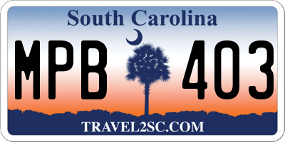 SC license plate MPB403