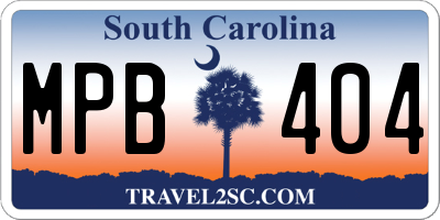 SC license plate MPB404