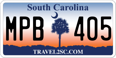 SC license plate MPB405