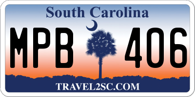 SC license plate MPB406