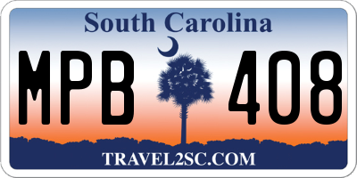 SC license plate MPB408