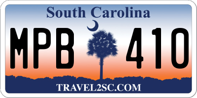 SC license plate MPB410