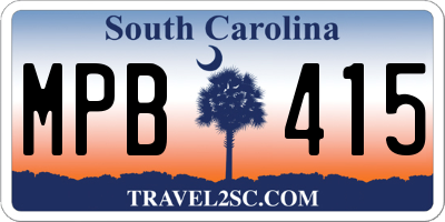 SC license plate MPB415