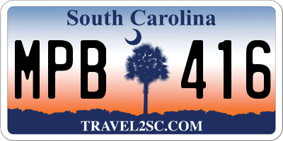 SC license plate MPB416