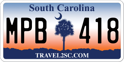 SC license plate MPB418