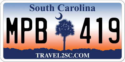 SC license plate MPB419