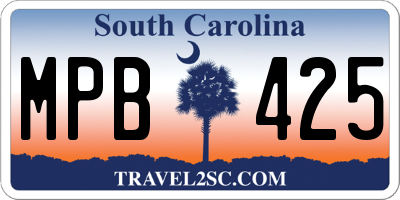 SC license plate MPB425