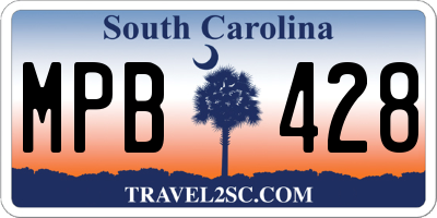 SC license plate MPB428