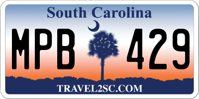 SC license plate MPB429