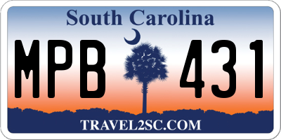 SC license plate MPB431
