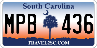 SC license plate MPB436