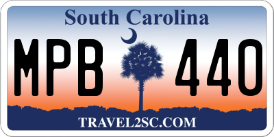 SC license plate MPB440