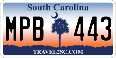 SC license plate MPB443