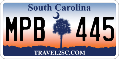 SC license plate MPB445