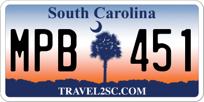 SC license plate MPB451