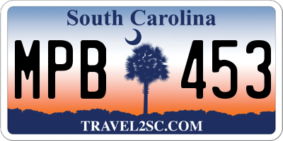 SC license plate MPB453