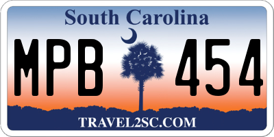 SC license plate MPB454