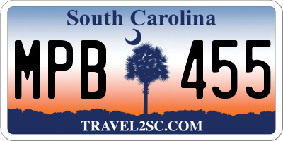 SC license plate MPB455