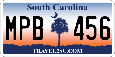 SC license plate MPB456